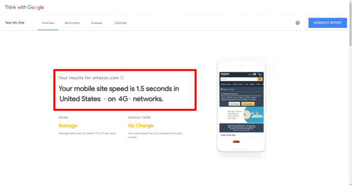 TestMySite google mobile performance metrics