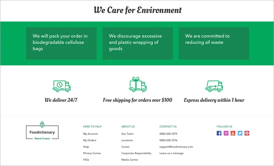 Eco-friendly food delivery website