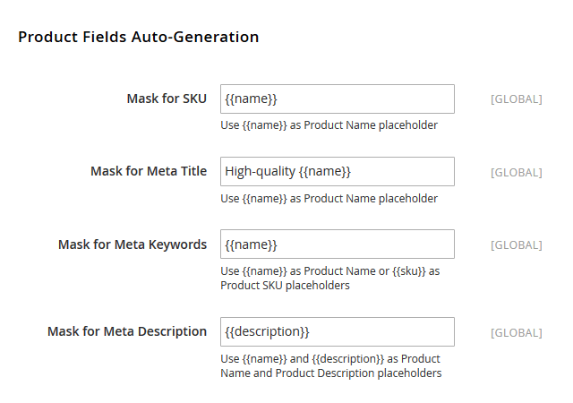 Magento SEO settings - Product Fields Auto-Generation