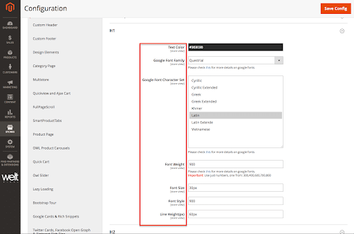 H1 on Magento admin