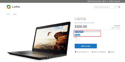 Social sharing buttons on Magento admin