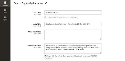 Meta Title on Magento admin