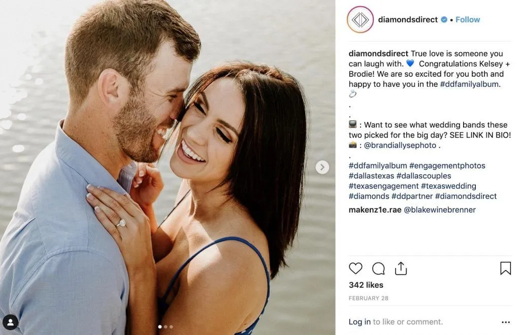 A screenshot of a Diamondsdirect Instagram page