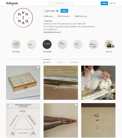 An Instagram jewelry store j.hanna