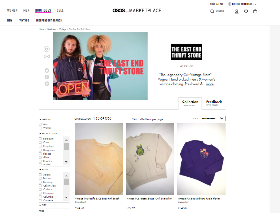 H&M thrift online shop