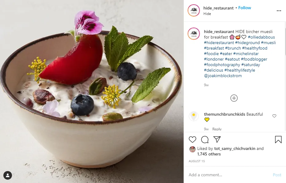 Social media examples for selling food