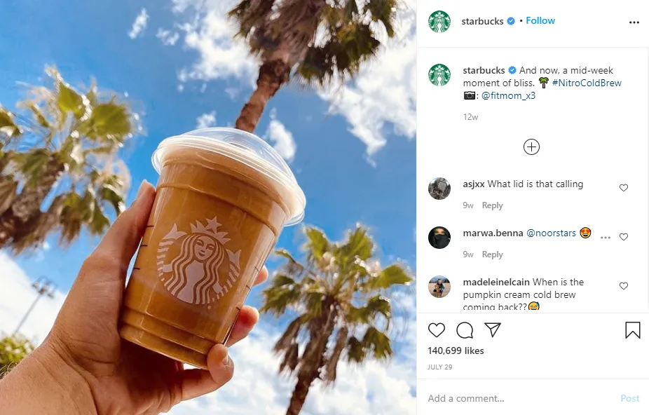 Social media examples for selling food
