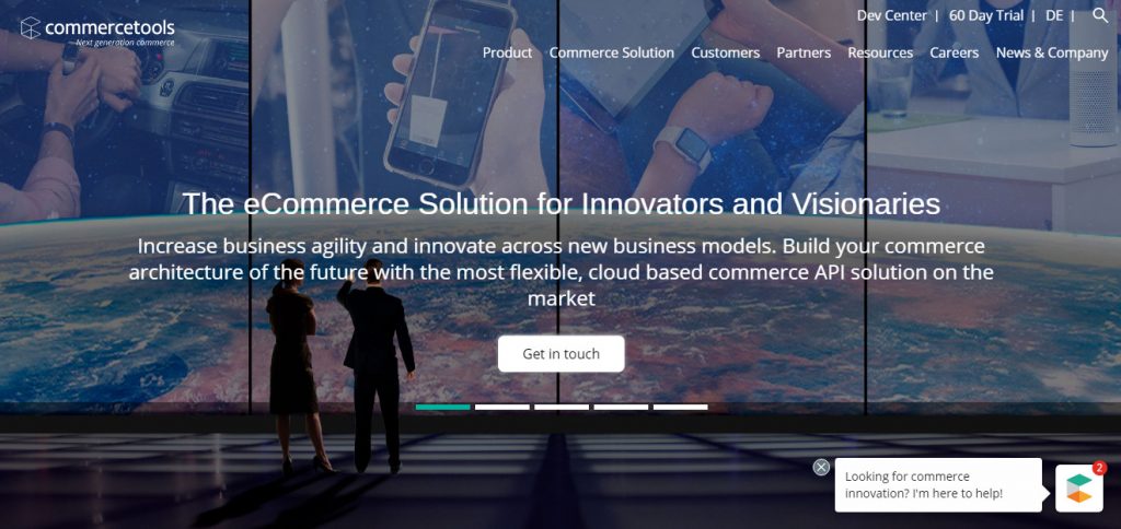 Commercetools homepage screenshot.