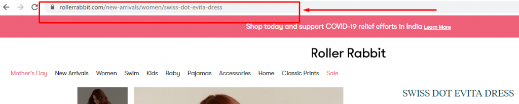 Roller Rabbit dress product URL.