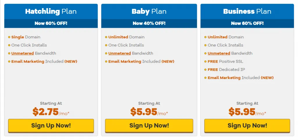 HostGator hosting plans.