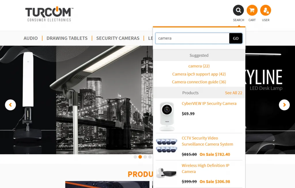 The search box on Turcom’s website