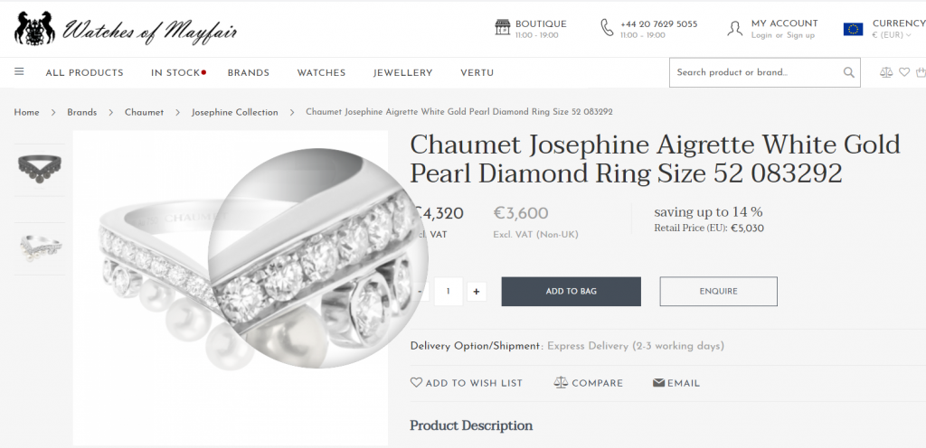 A Magic Zoom Plus feature on Watches of Mayfair website