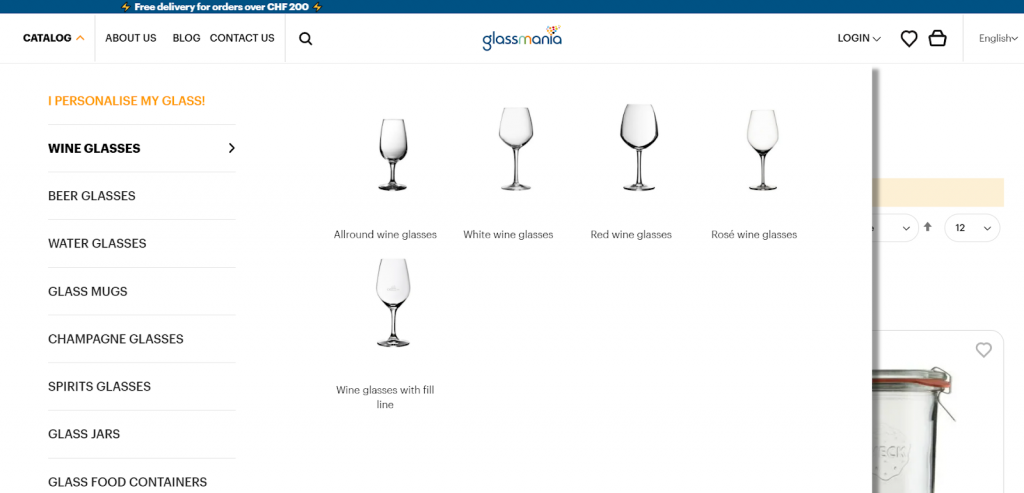 Product Catalog on Glassmania’s website