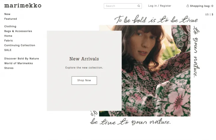 CTA on Marimekko’s website