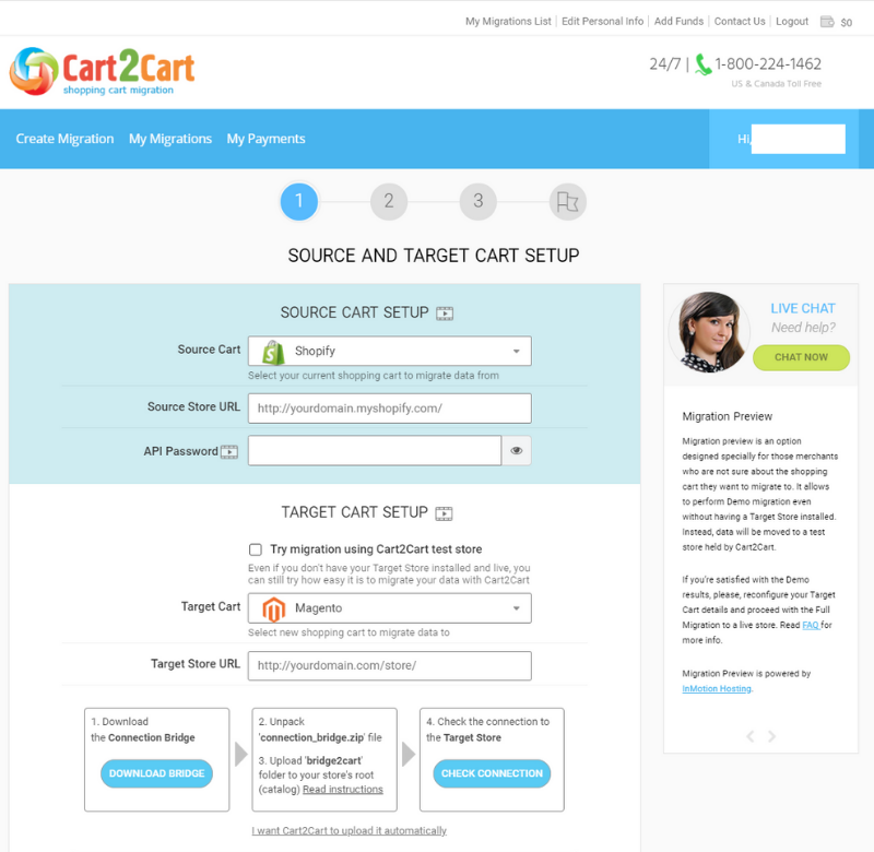 Shopify to Magento migration with Cart2Cart