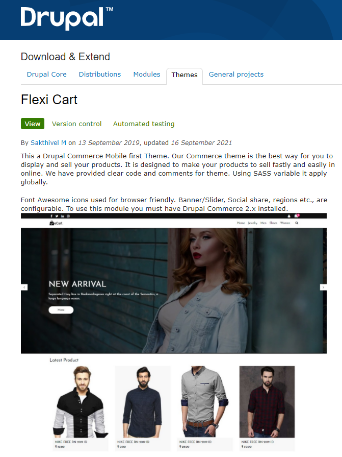 Example of a Drupal theme, Flexi Cart