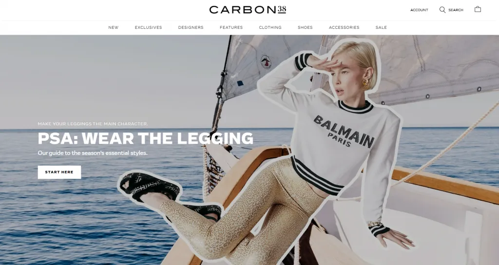 Carbon38 website powered by Magento