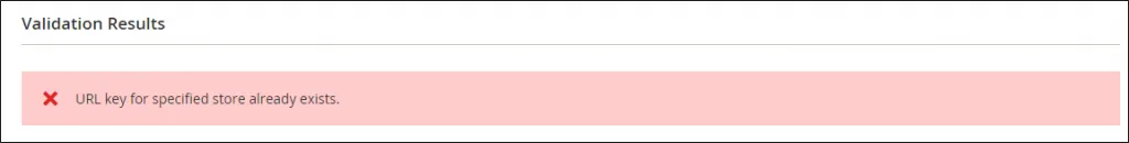 Validation results for magento import products