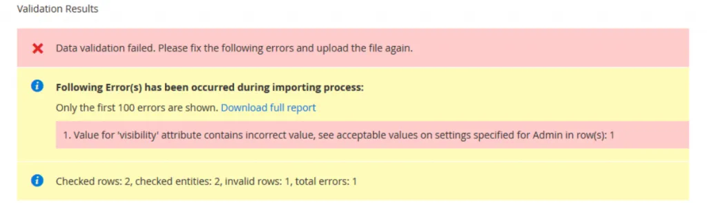 Magento incorrect visibility error