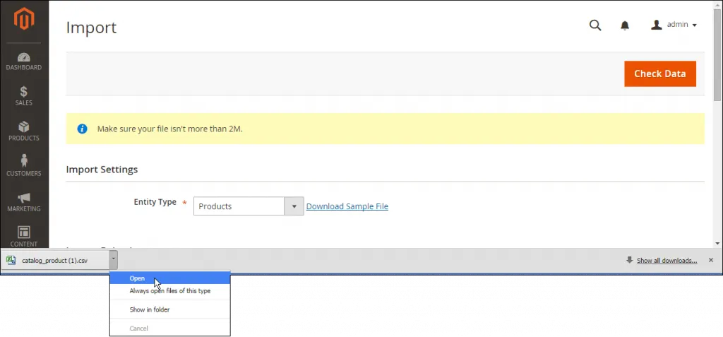 how to import products in magento 2