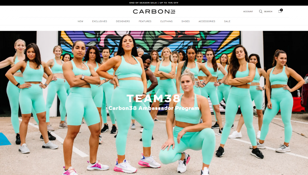 Team38 — a loyalty program of a US sports apparel brand Carbon38.