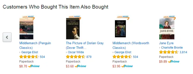 Product recommendations on Amazon 