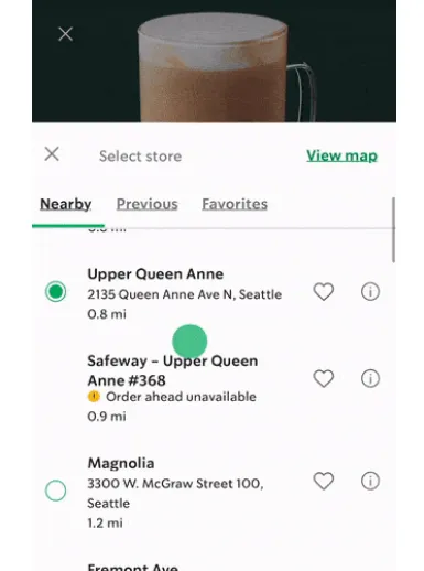 Geolocation services in Starbucks app.