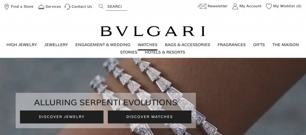 Magento ecommerce websites - Bulgari