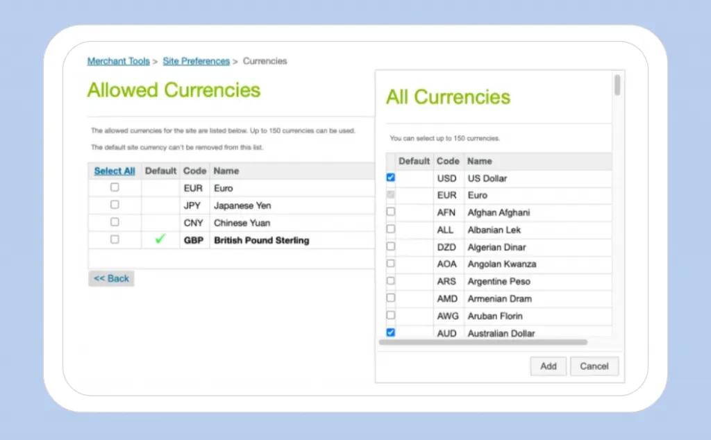 Salesforce B2C Commerce Storefront Localization, Configure Locales 