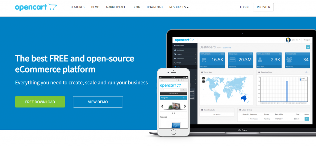 OpenCart B2B and B2C ecommerce platform
