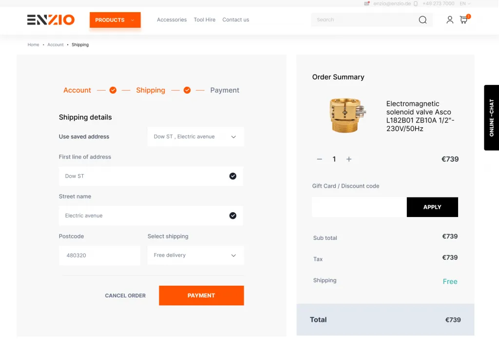 checkout page