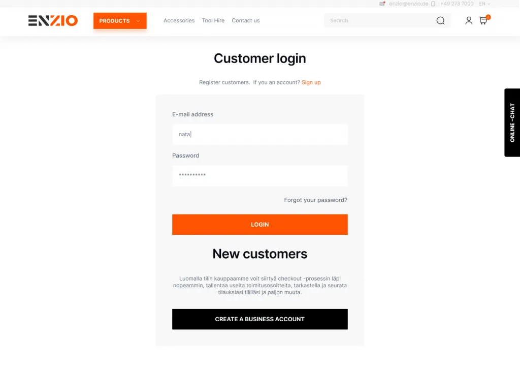 login page