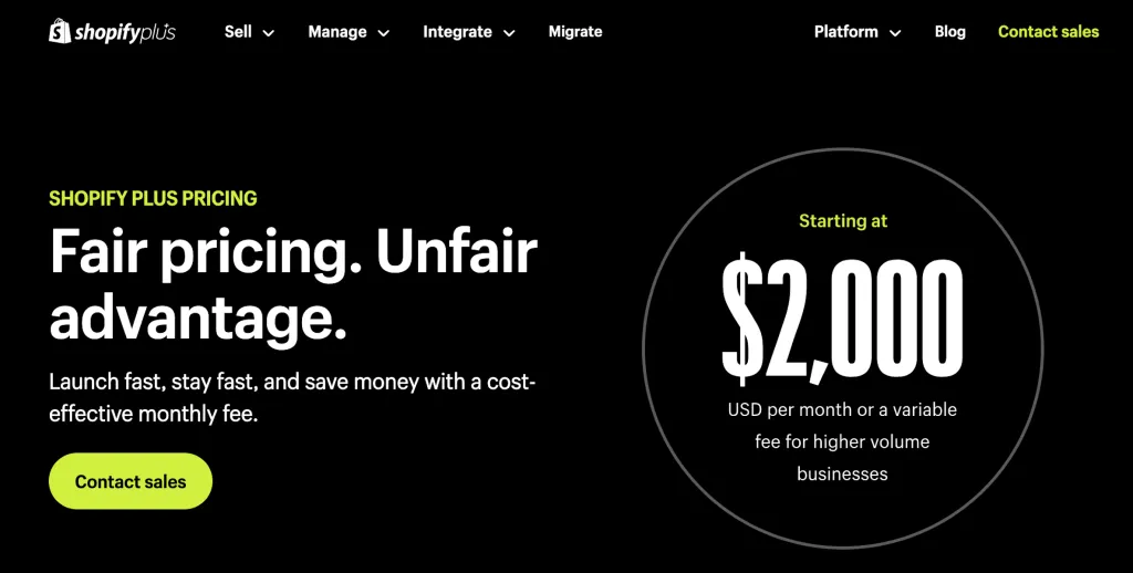 Shopify Plus pricing
