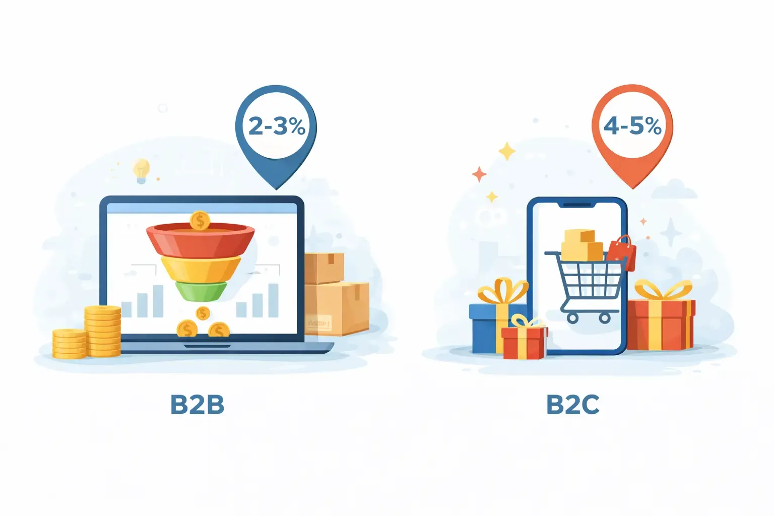 B2B Ecommerce Conversion Rate vs. B2C