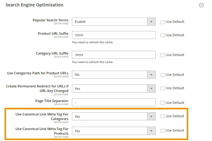Metadata for categories configuration