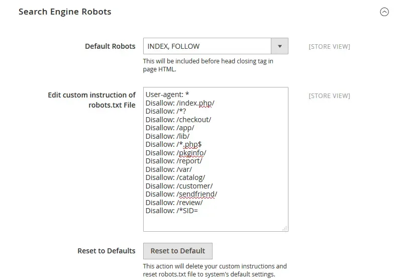 Robots.txt file configuration in Magento 2